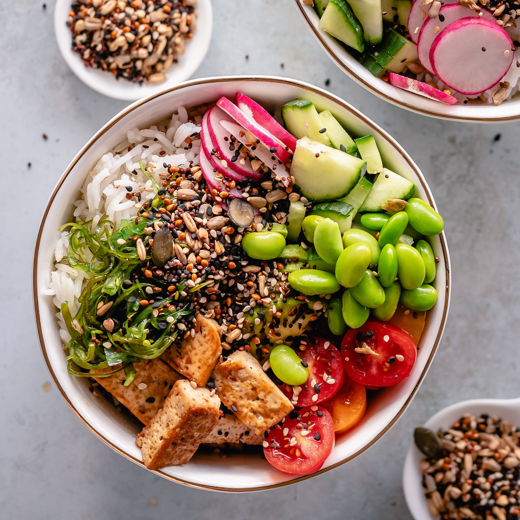 Vegan poke bowls with Super Sprouts